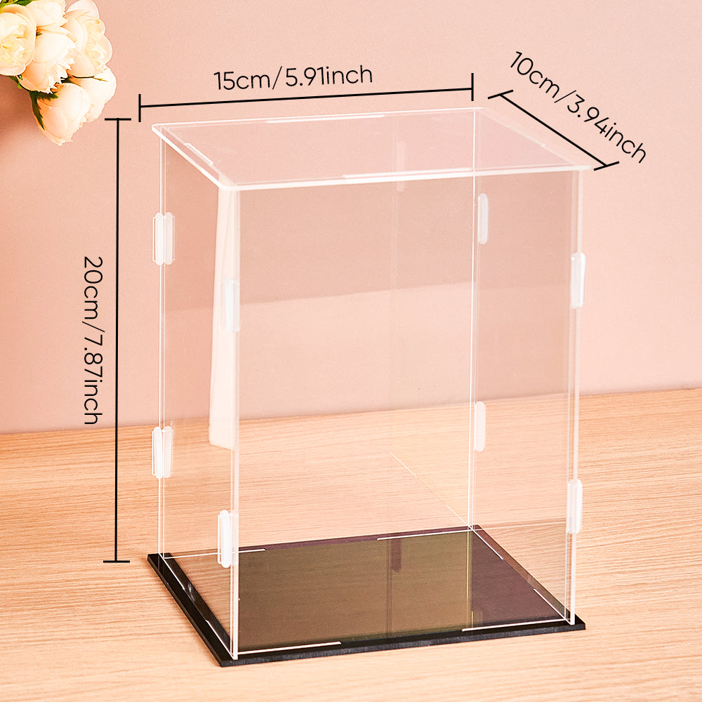 Staubdichte Acryl-Vitrine für 2 Figurenbaustein-Sammlerfiguren – 15 × 15 × 20 cm.