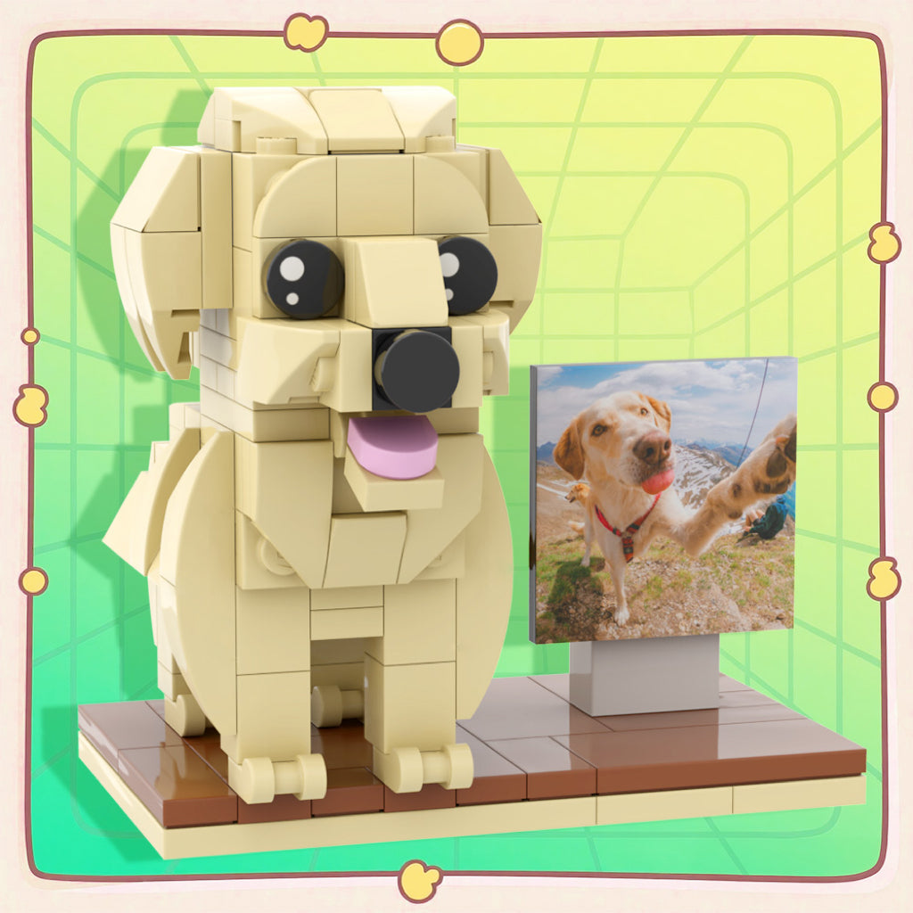 Custom Full-Body Brick Figures of 1 Dog with Frame Personalized Birthday Gift.