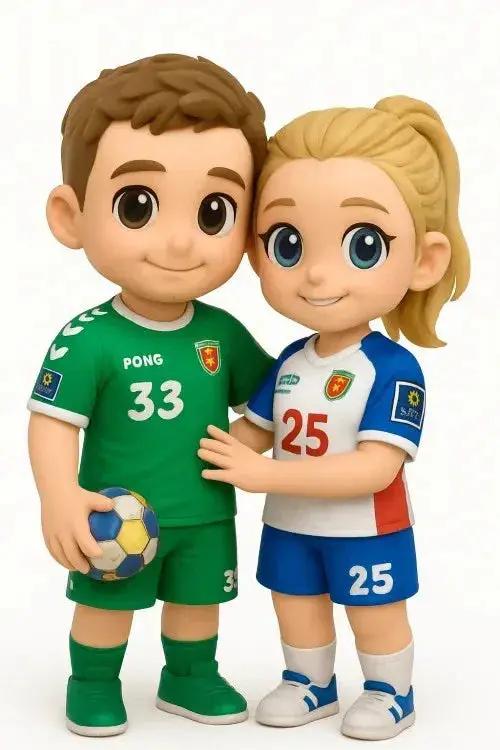 ForeverFig 3D Minifigur Handball – 2 Personen – 8 cm - ForeverFig