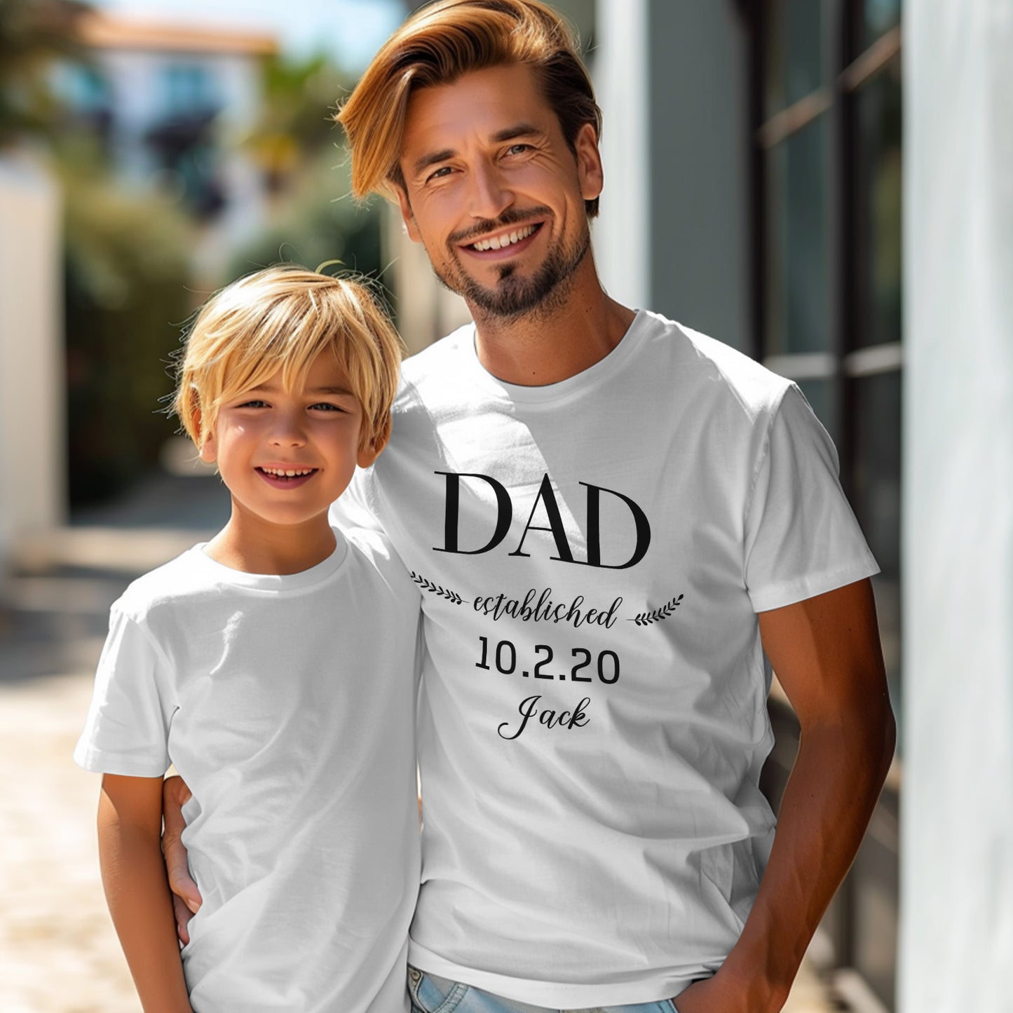 Personalized T-Shirt “Daddy Established” – Gift for Dad or Grandpa