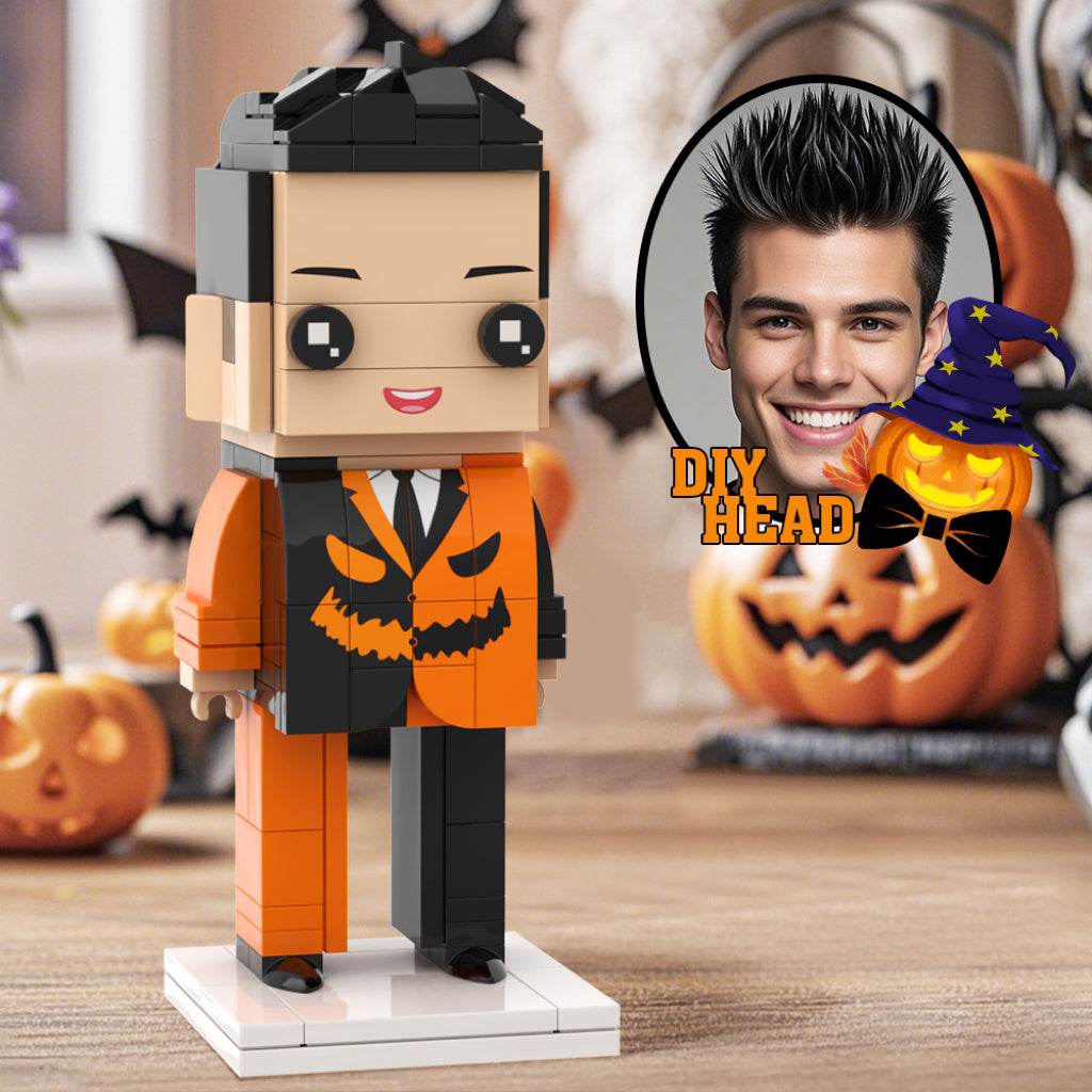ForeverFig – Personalisierte Halloween Brick Figur mit Kürbiskopf