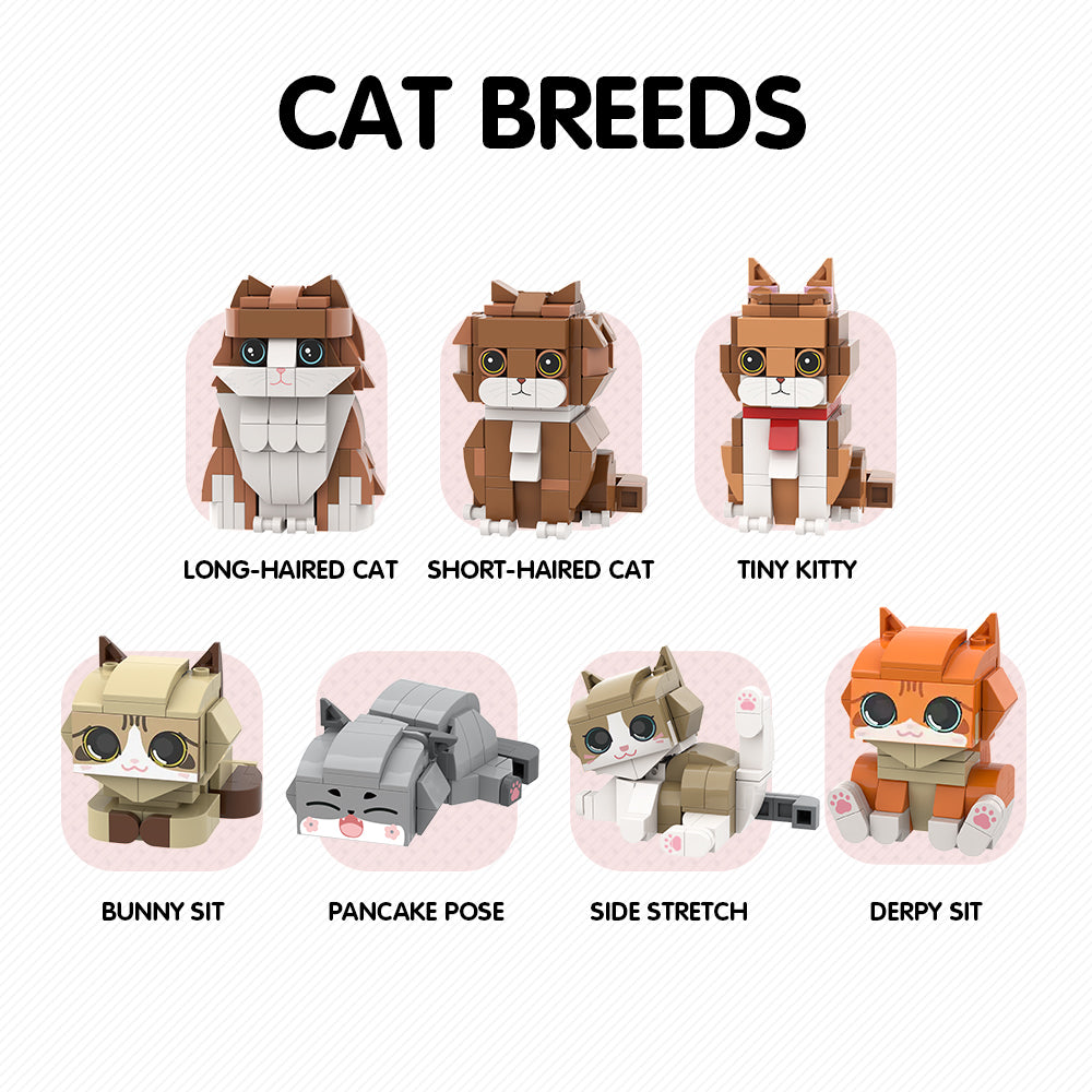 Ganzkörper Bausteinfigur mit Katze – personalisierbar – 1 Person