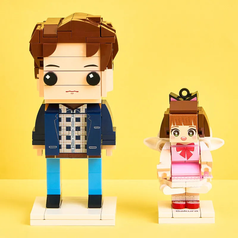 Personalisierte Mini Brick Figur – 1 Person mit Gravur als Schlüsselanhänger; Taschenanhänger