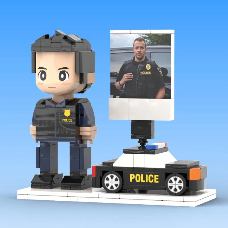 Personalized Building Block Figure – Police Theme – 1 Person