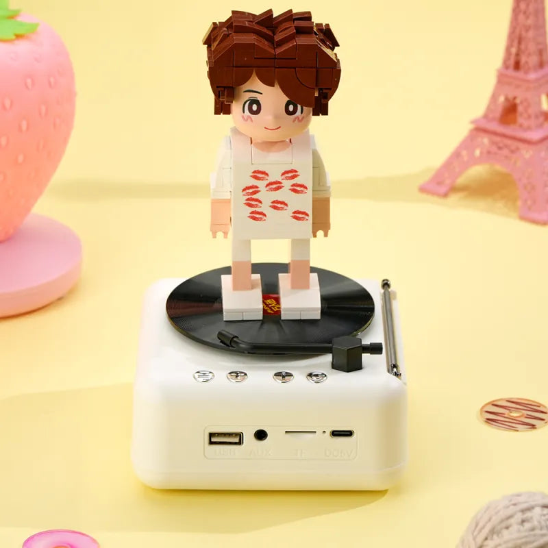 1-Personen Brick Figur mit Bluetooth-Lautsprecher – personalisierbar & mit Musikfunktion