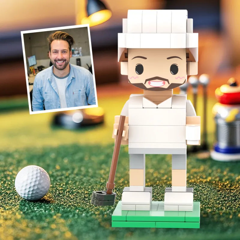 ForeverFig – Personalisierte Brick Figur im Golf-Stil für Männer