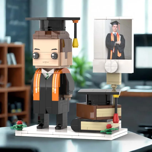 Personalisierte Figurenbaustein-Figur – 1 Person mit Foto – Abschluss-Edition.