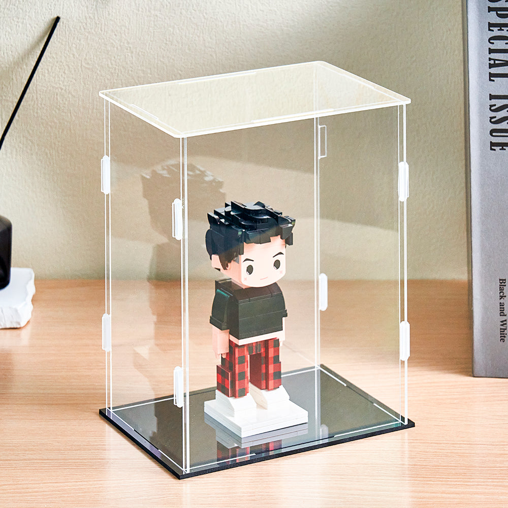 Staubdichte Acryl-Vitrine für Figurenbausteine und Sammlerfiguren – 15 × 10 × 20 cm.
