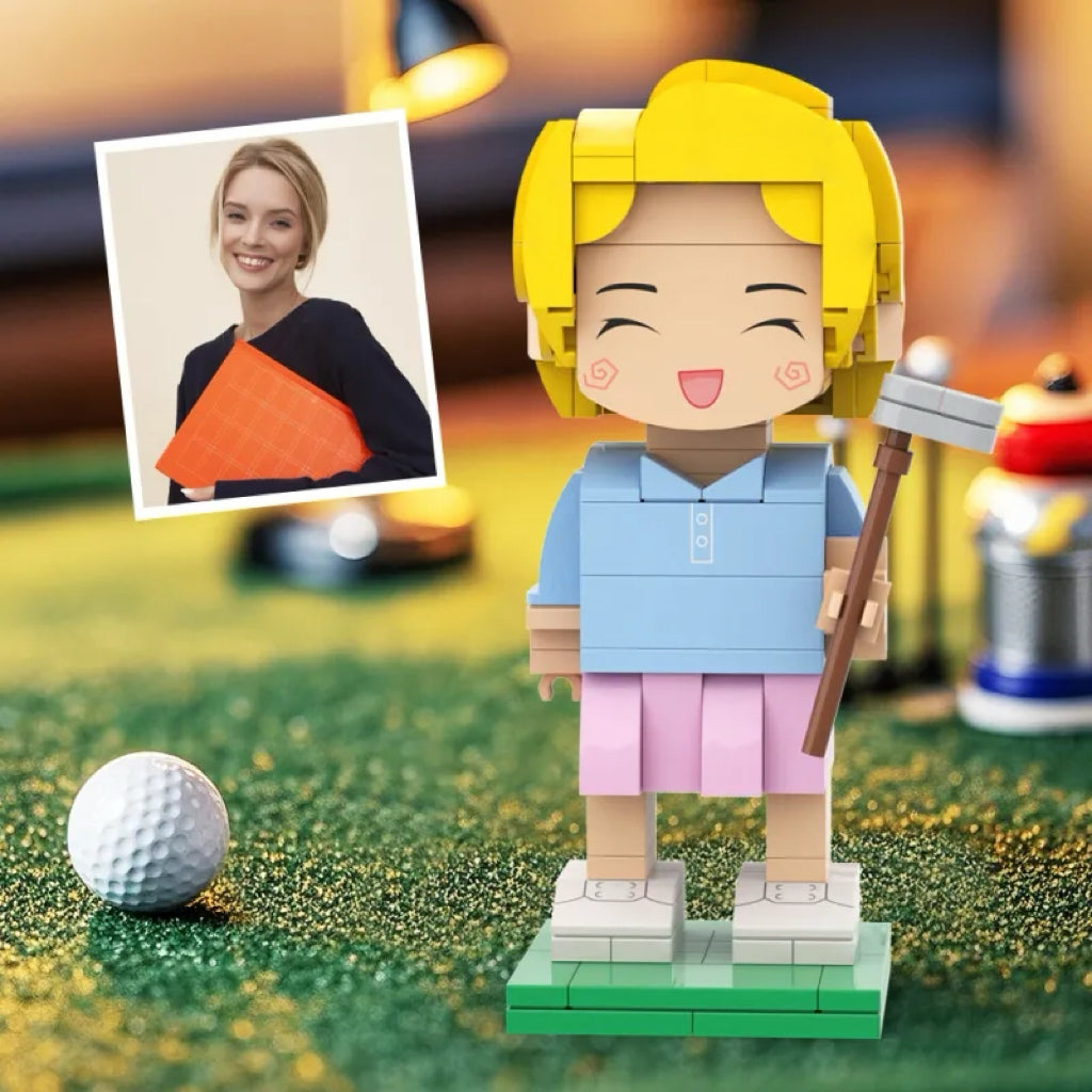 ForeverFig – Personalisierte Brick Figur im Golf-Stil für Frauen