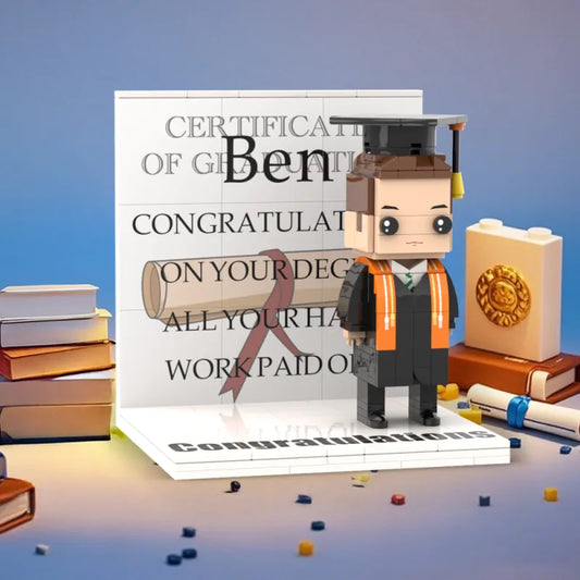 ForeverFig – Personalisierte Brick Figur mit Wunschtext und Display Panel