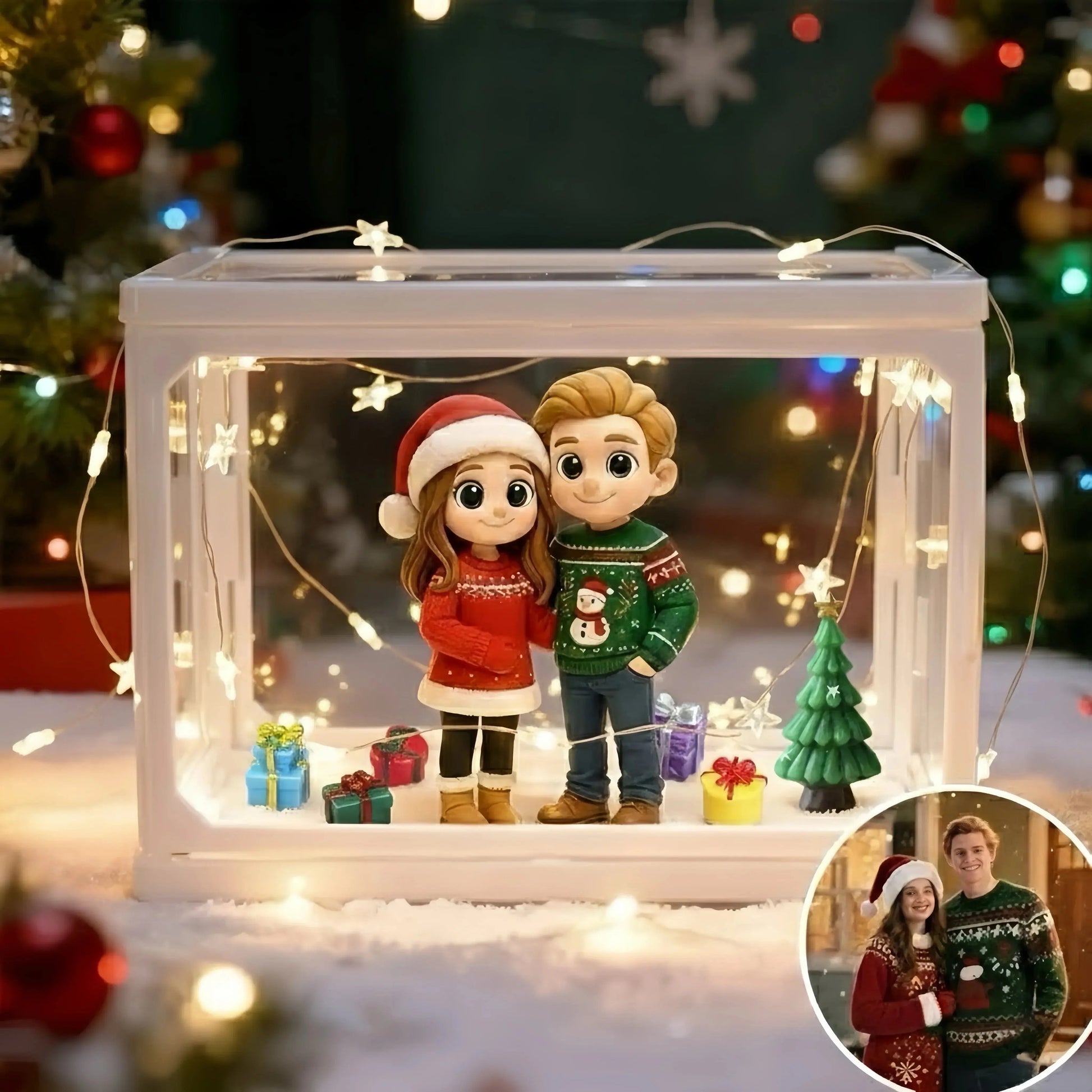 ForeverFig – Personalisierte 3D Mini Figur für zwei Personen im Glas-Diorama - ForeverFig