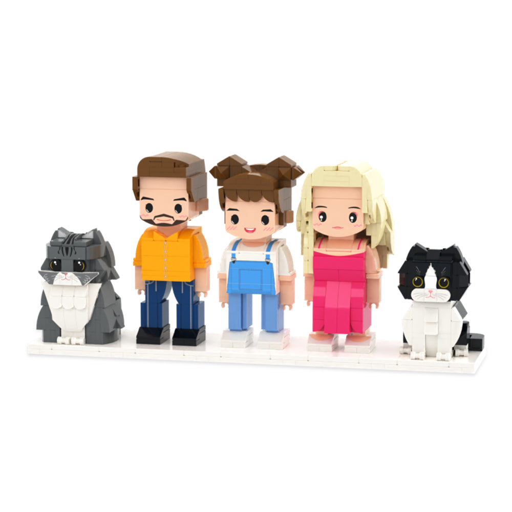 ForeverFig – Personalisierte Brick Figuren mit 3 Personen und 2 Katzen