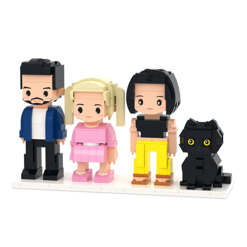 Brick Figuren Set – 3 Personen und 1 Katze