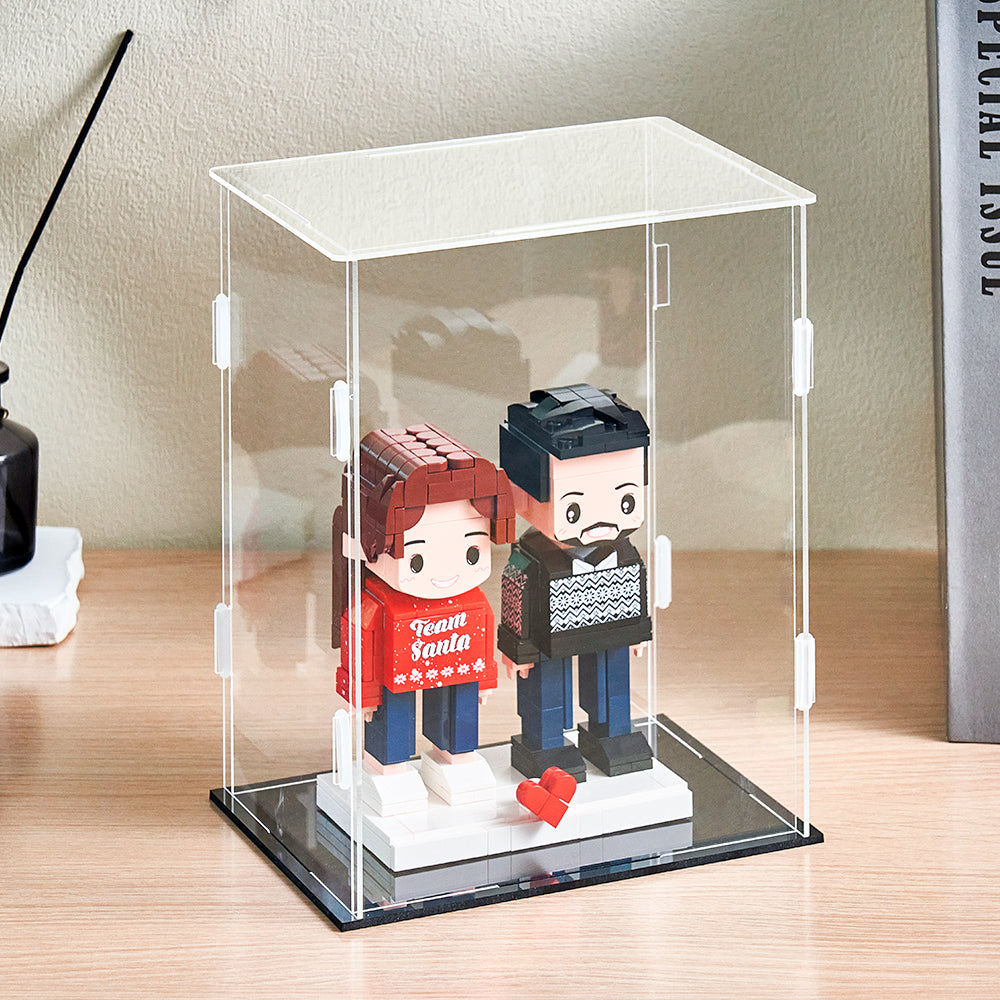 Staubdichte Acryl-Vitrine für 2 Figurenbaustein-Sammlerfiguren – 15 × 15 × 20 cm.