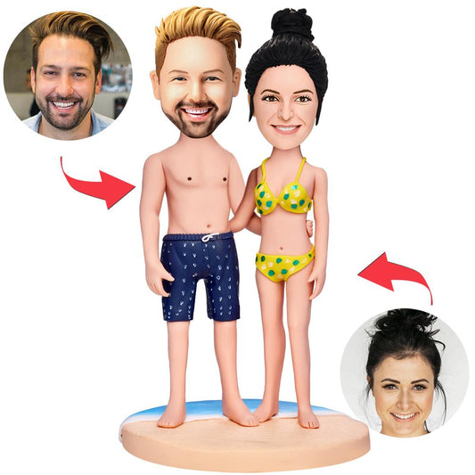 Personalisierte Wackelkopf Figuren – Bikini-Paar mit Wunschgravur