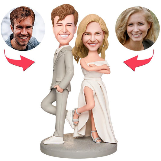 Personalisierte Hochzeitswackelkopf Figuren – Braut &amp; Bräutigam mit Wunschgravur
