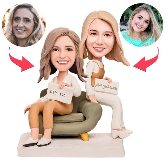 Personalisierter Bobblehead – Mutter und Tochter – mit Wunschgravur.