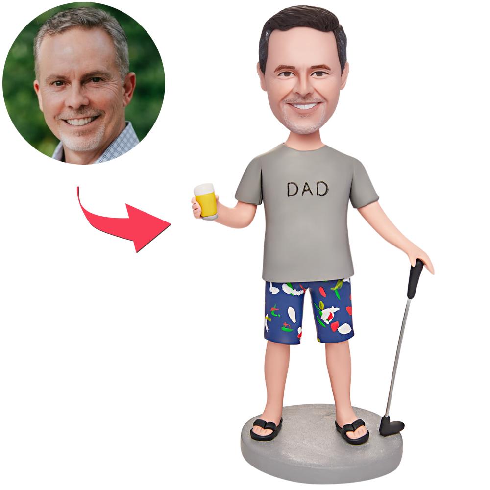 Papá Golfista – Figura Cabezona Personalizada con Grabado