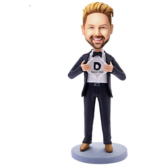 Papá Súper Empresarial – Figura Cabezona Personalizada con Grabado