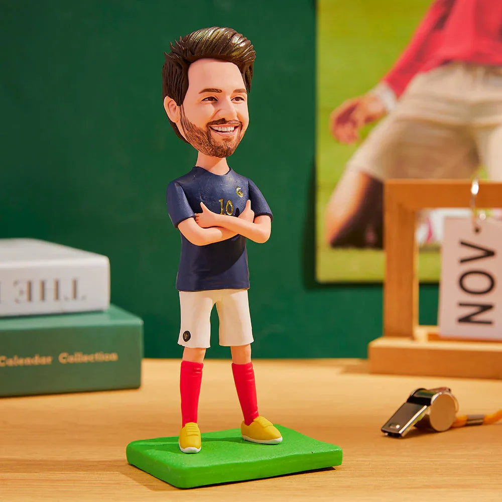 ForeverFig Personalisierte Wackelkopf-Figur Fußball – France Edition mit Gravur - ForeverFig