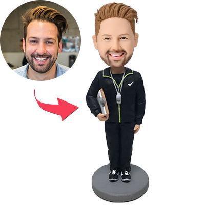 Personalisierter Bobblehead – Männlicher Trainer mit Gravur