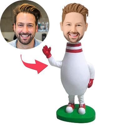 Personalisierter Wackelkopf– Bowling-Pin-Cosplay – mit Wunschgravur.