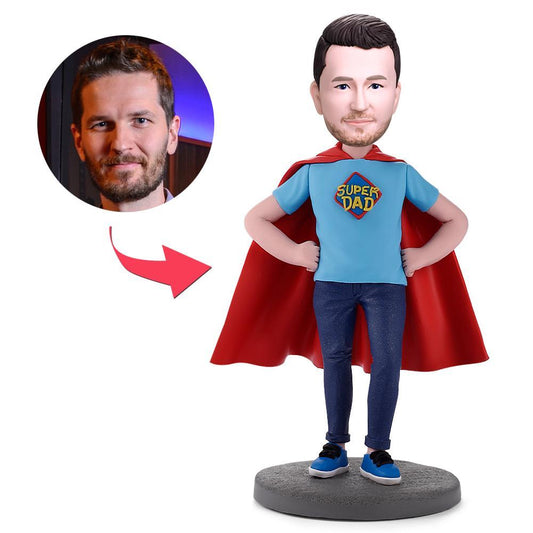 Súper Papá – Figura cabezona de arcilla polimérica personalizada
