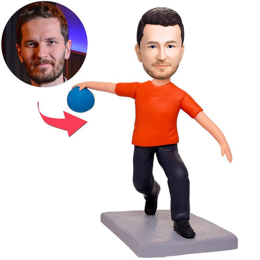 Personalisierter Wackelkopf – Bowling-Spieler – mit Wunschgravur.
