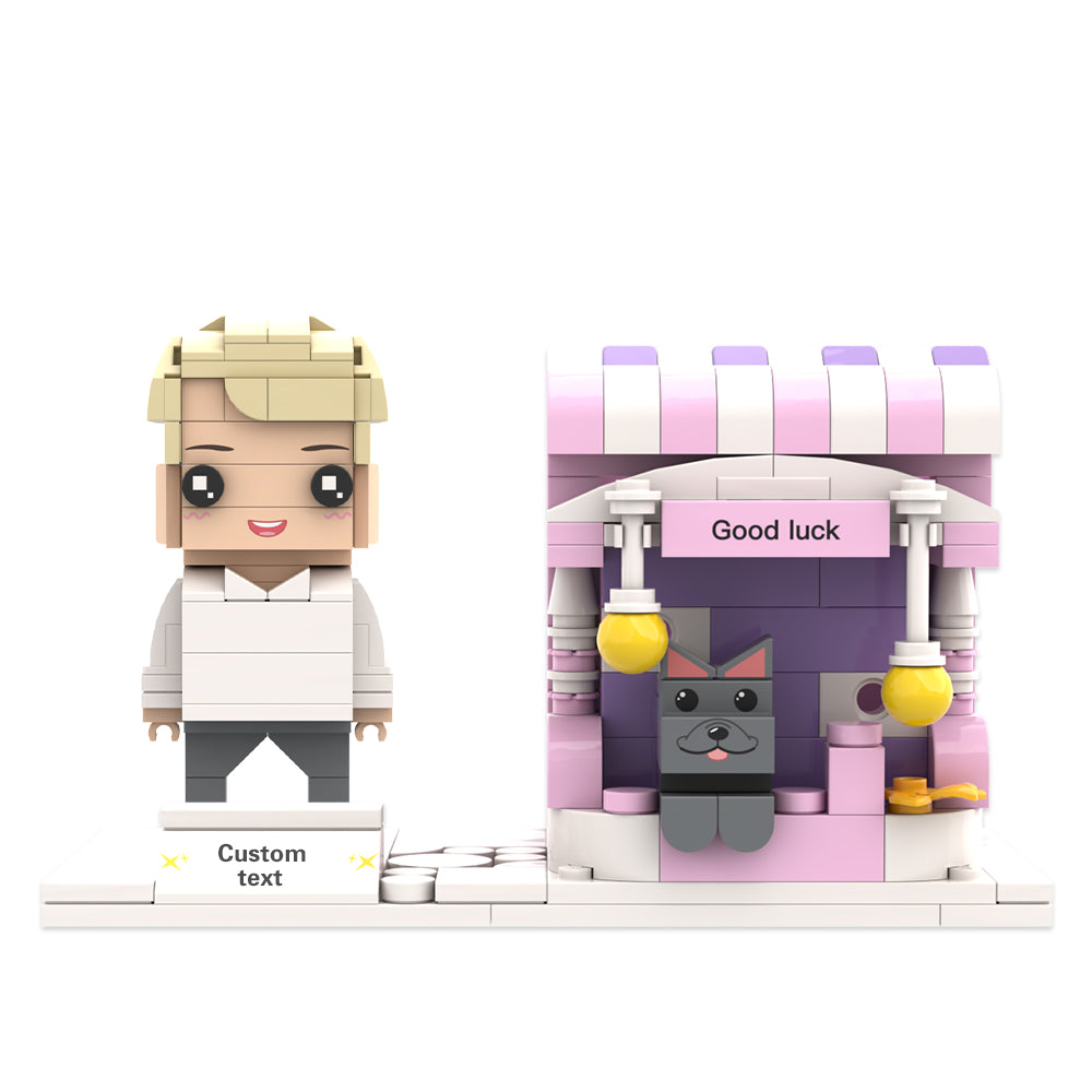 Personalized building block figure with pen holder – individual design for desk and everyday use