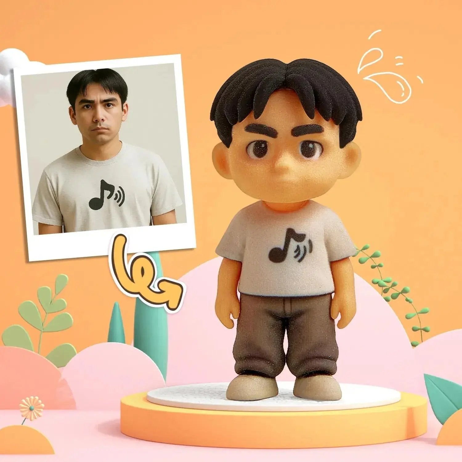 ForeverFig Personalisierte 3D Mini-Figur – Inklusive graviertem Holzsockel - ForeverFig