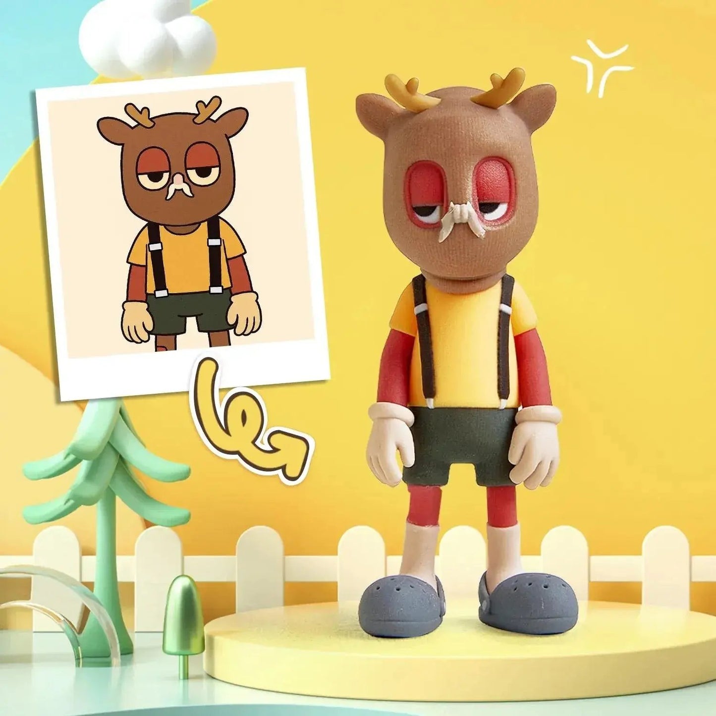 ForeverFig Personalisierte 3D Mini-Figur – Inklusive graviertem Holzsockel - ForeverFig