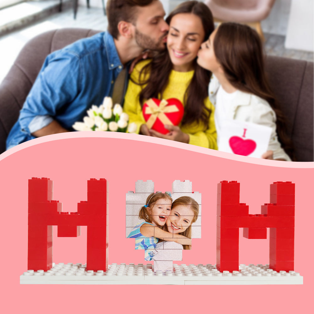 Personalisierter Fotoblock für Mama – Baustein-Puzzle mit Foto für Muttertag oder Geburtstag