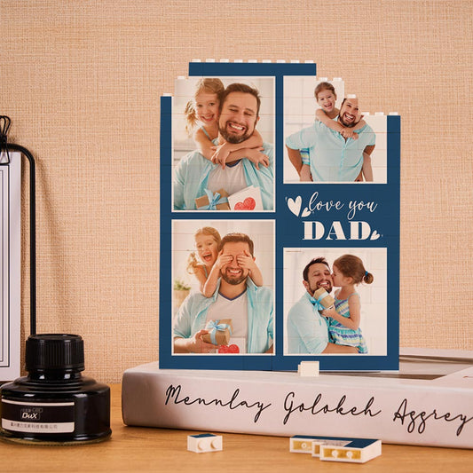 Personalized photo block made of building blocks – portrait format – Father's Day gift