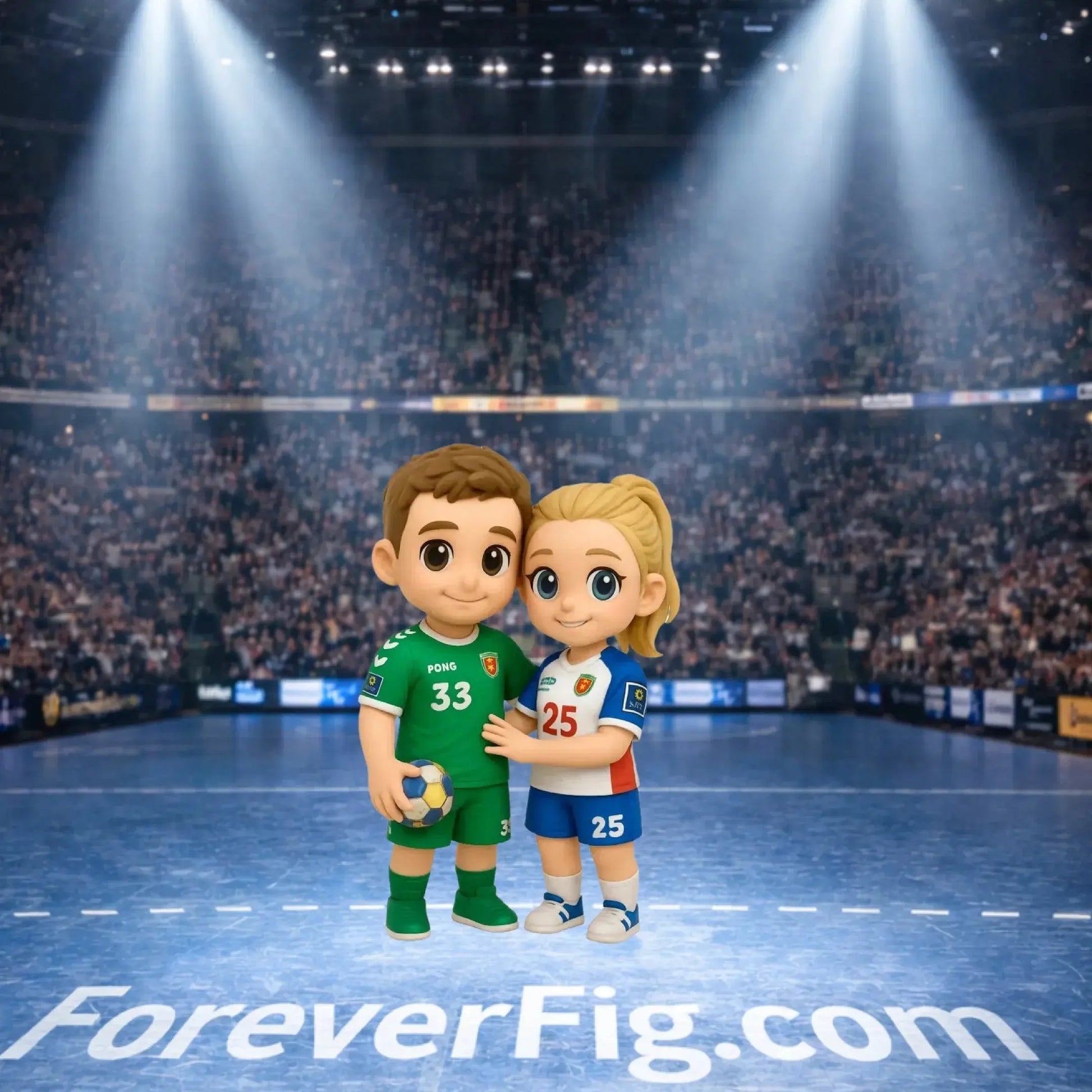 ForeverFig 3D Minifigur Handball – 2 Personen – 8 cm - ForeverFig