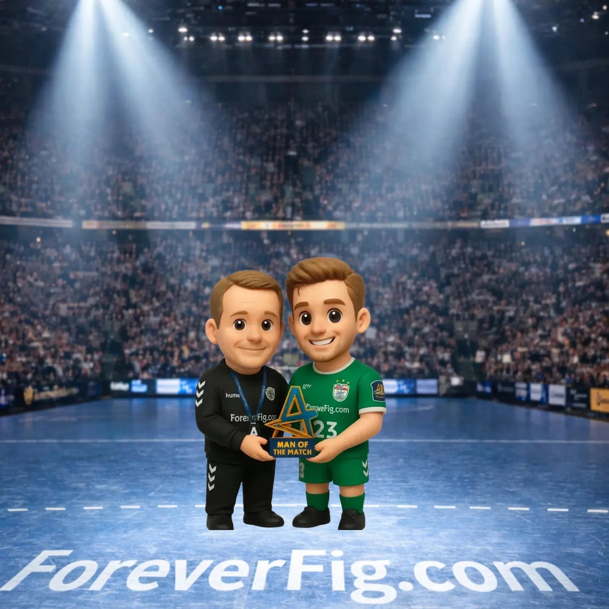 ForeverFig 3D Minifigur Handball – 2 Personen – 8 cm - ForeverFig