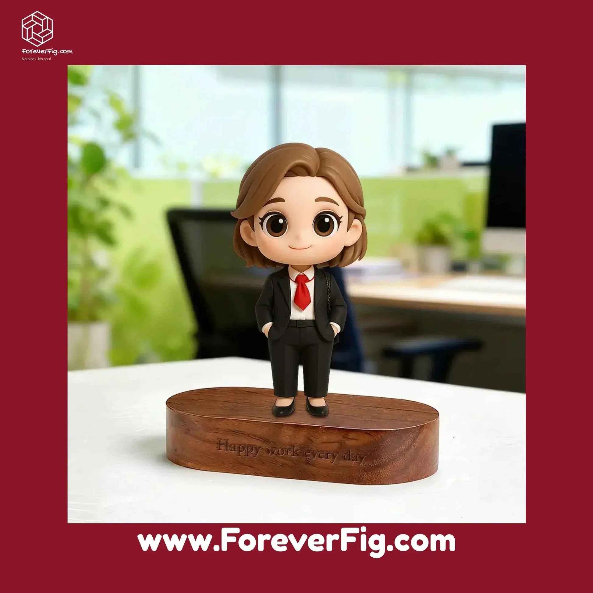 ForeverFig Personalisierte 3D Mini-Figur – Inklusive graviertem Holzsockel - ForeverFig