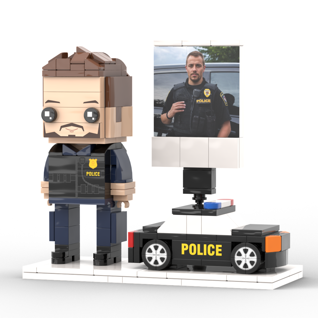 Personalized Building Block Figure – Police Theme – 1 Person