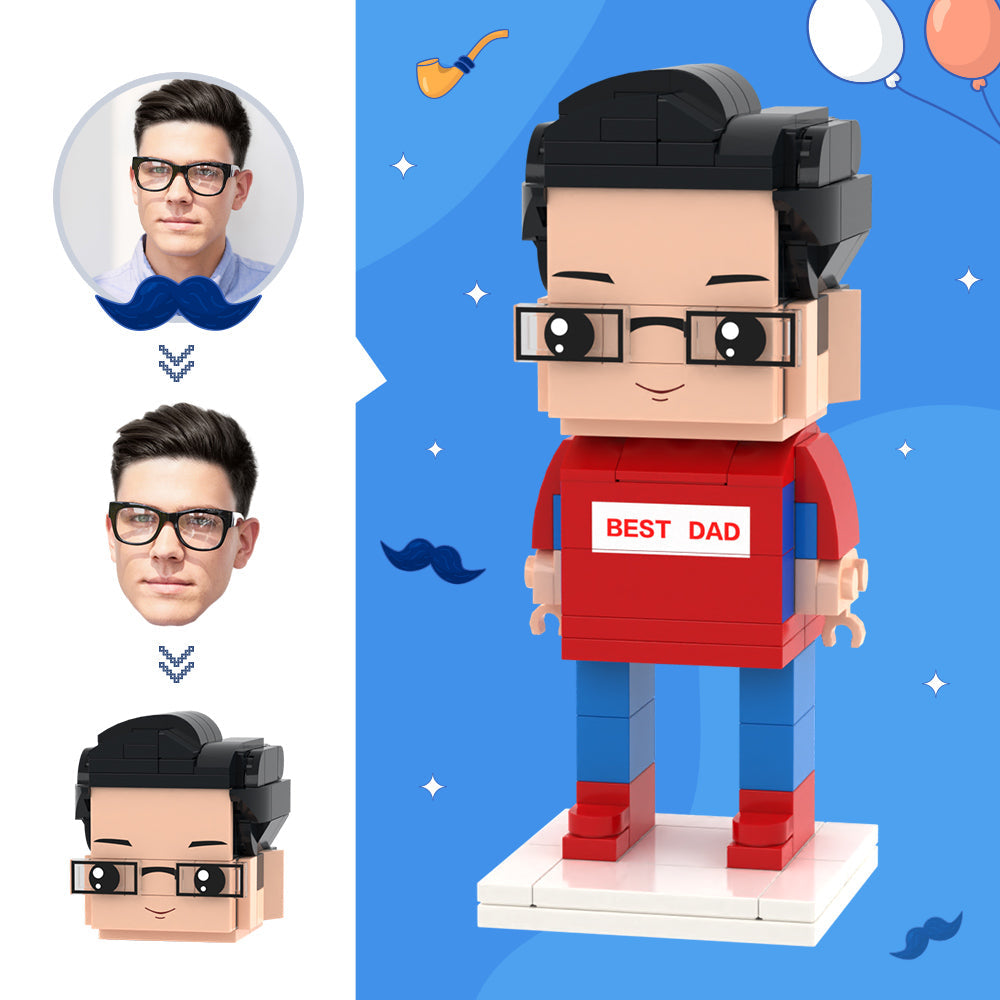 Mejor Papá – Figura de bloque de construcción personalizada con foto de cabeza