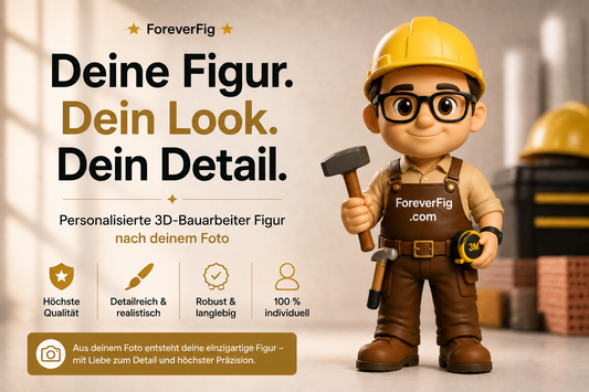 ForeverFig – Personalisierte 3D-Bauarbeiter Figur – 8 cm oder 10 cm - ForeverFig
