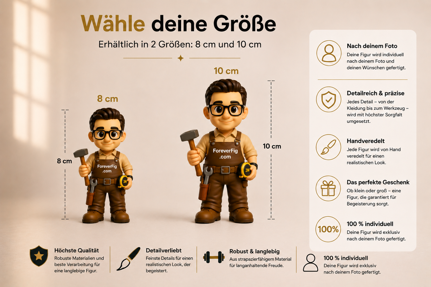 ForeverFig – Personalisierte 3D-Bauarbeiter Figur – 8 cm oder 10 cm - ForeverFig