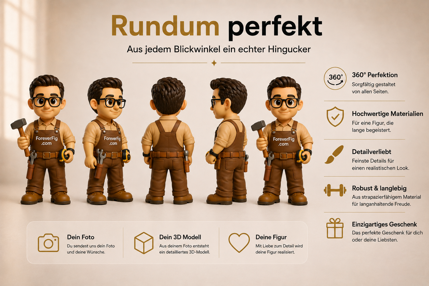 ForeverFig – Personalisierte 3D-Bauarbeiter Figur – 8 cm oder 10 cm - ForeverFig