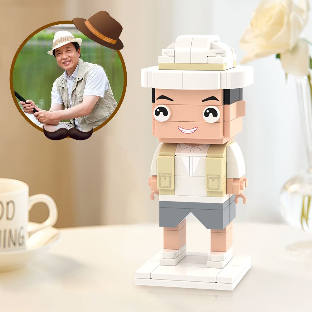 Überraschung zum Vatertag – Personalisierte Bausteinfigur mit Fotokopf (1 Person)