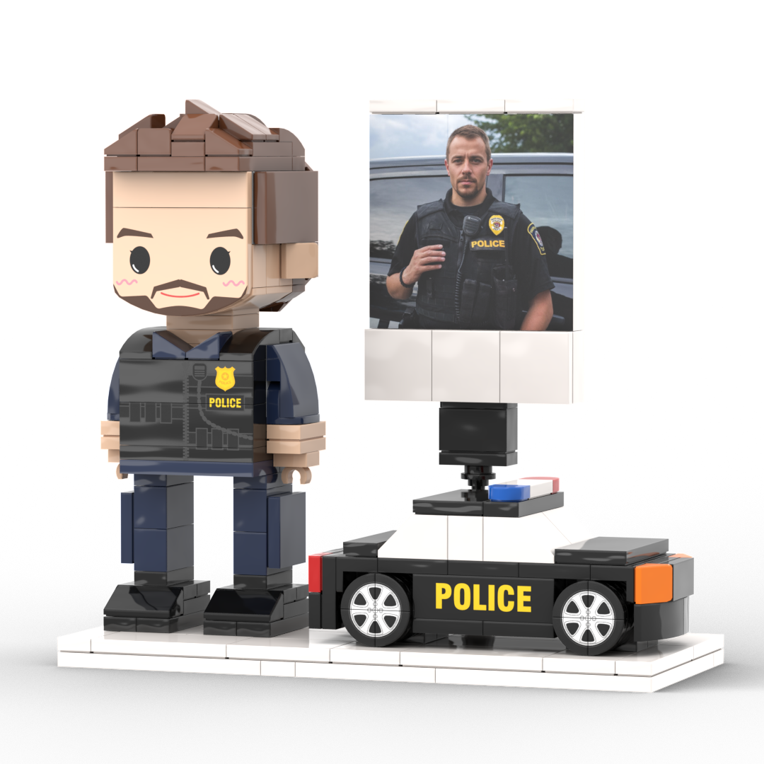 Personalized Building Block Figure – Police Theme – 1 Person