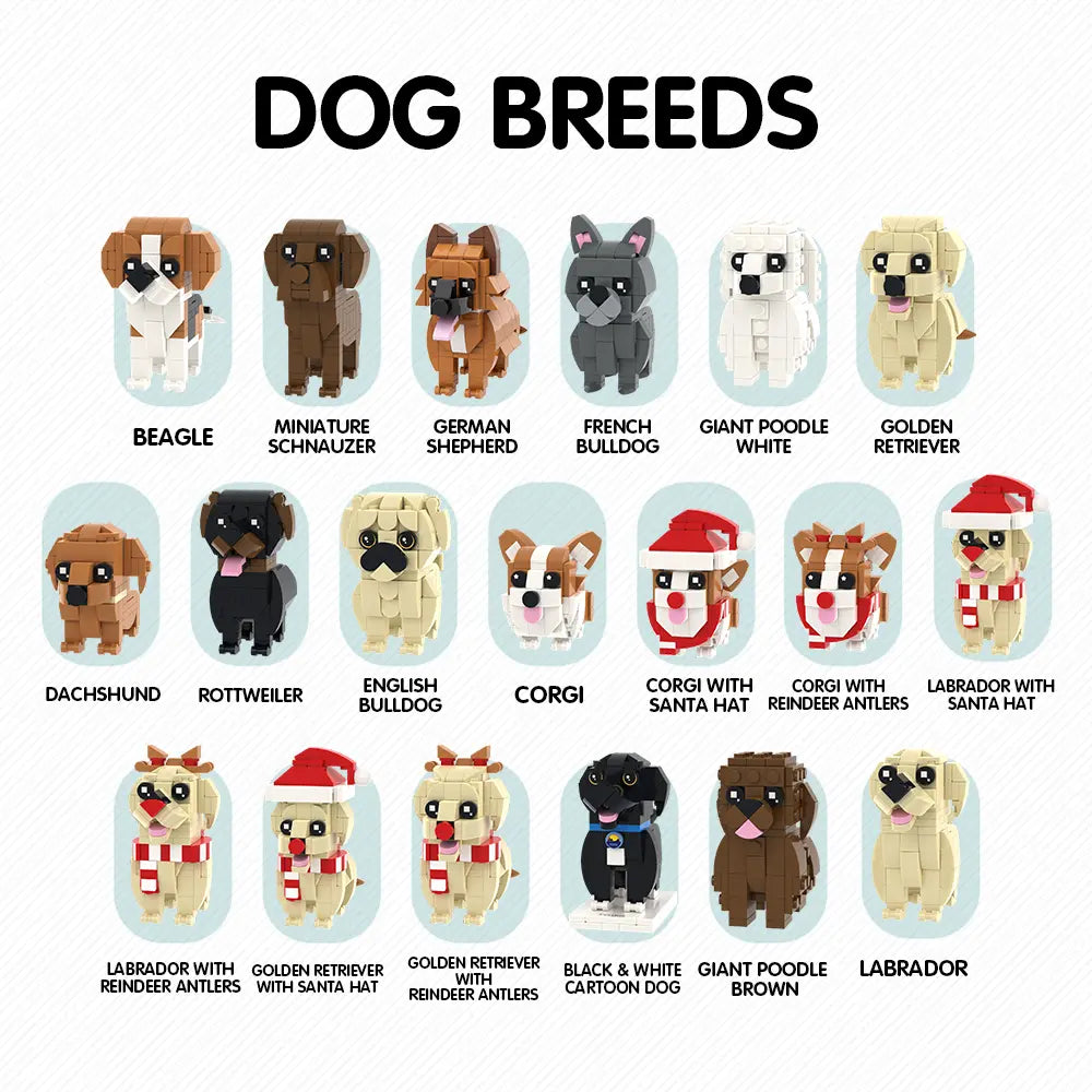 Dein Leben aus Bausteinen – 3 Personen &amp; 1 Hund als personalisierte Figuren.