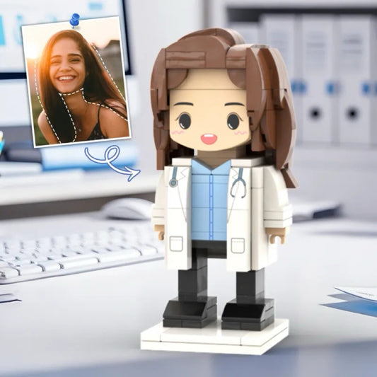 She heals lives – we build her from bricks: Your personalized doctor as a brick figure with her own mind