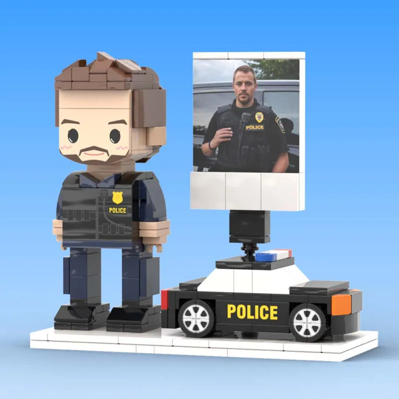 Personalized Building Block Figure – Police Theme – 1 Person