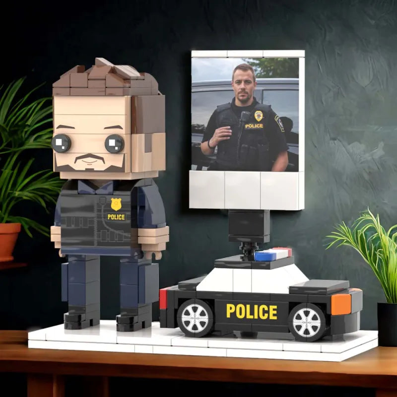Personalized Building Block Figure – Police Theme – 1 Person