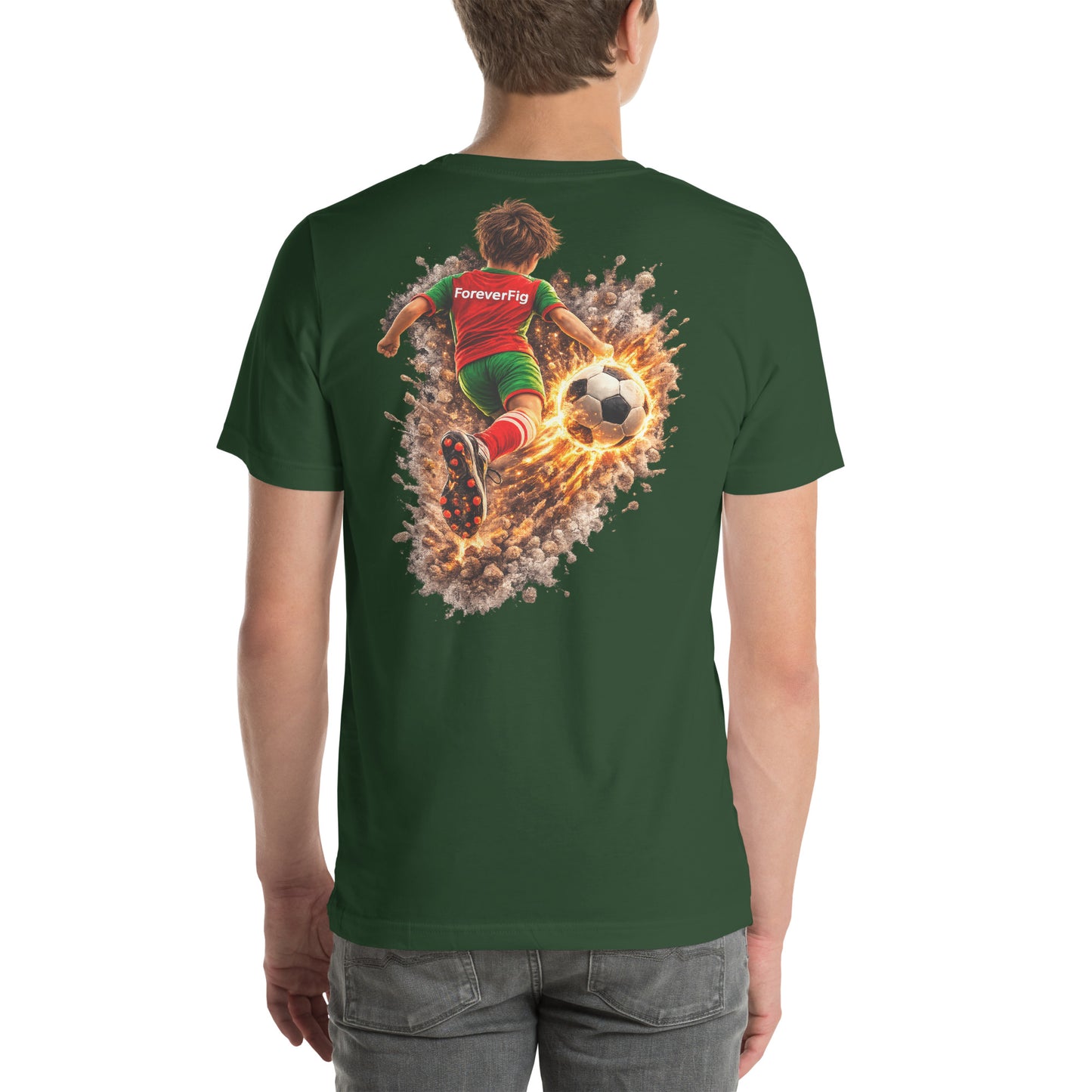 ForeverFig personalisiertes Fußball T-Shirt – der Ball fliegt durch den Körper - ForeverFig