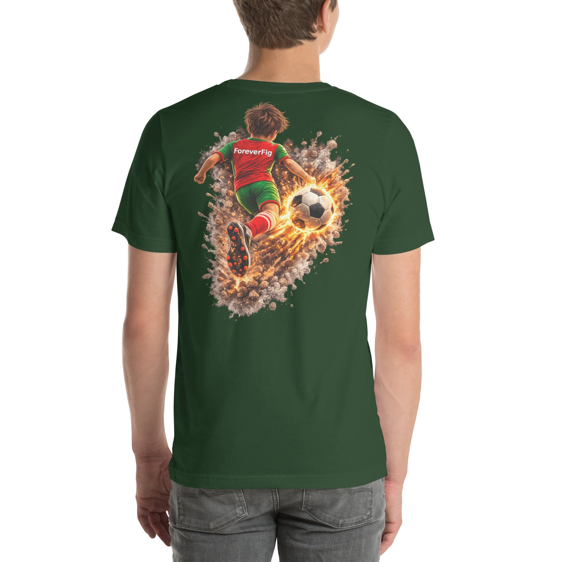 ForeverFig personalisiertes Fußball T-Shirt – der Ball fliegt durch den Körper - ForeverFig