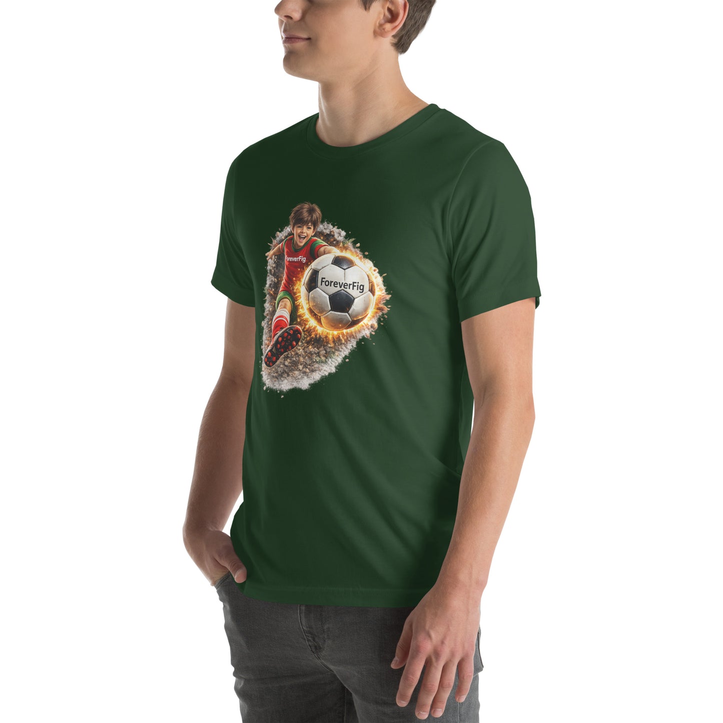 ForeverFig personalisiertes Fußball T-Shirt – der Ball fliegt durch den Körper - ForeverFig